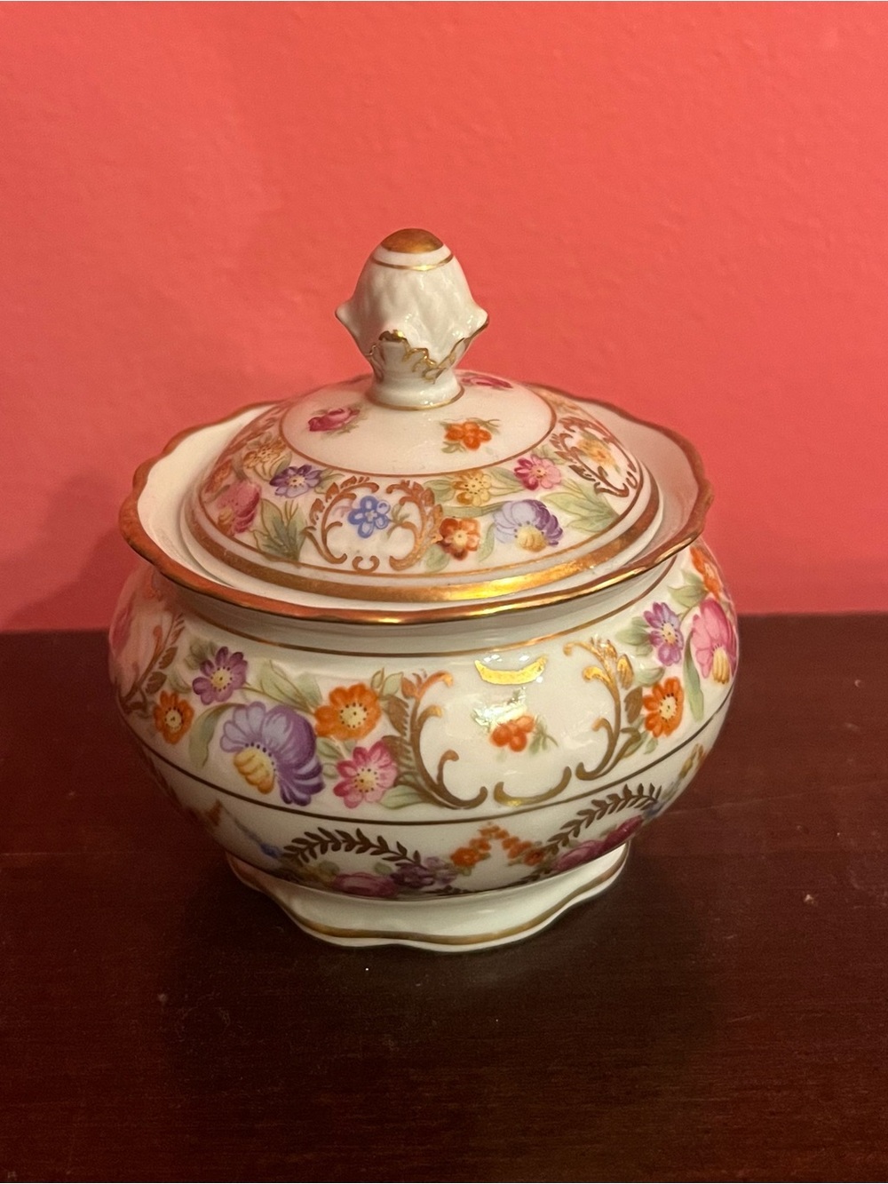 Vintage ‘Empress Dresden Flowers’ Schumann Bavaria Sugar Bowl & Lid Porcelain